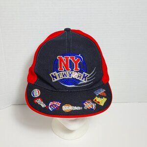 Vintage USA NY Miami Boston NBA Red Black Fitted Hat Size 7-3/8